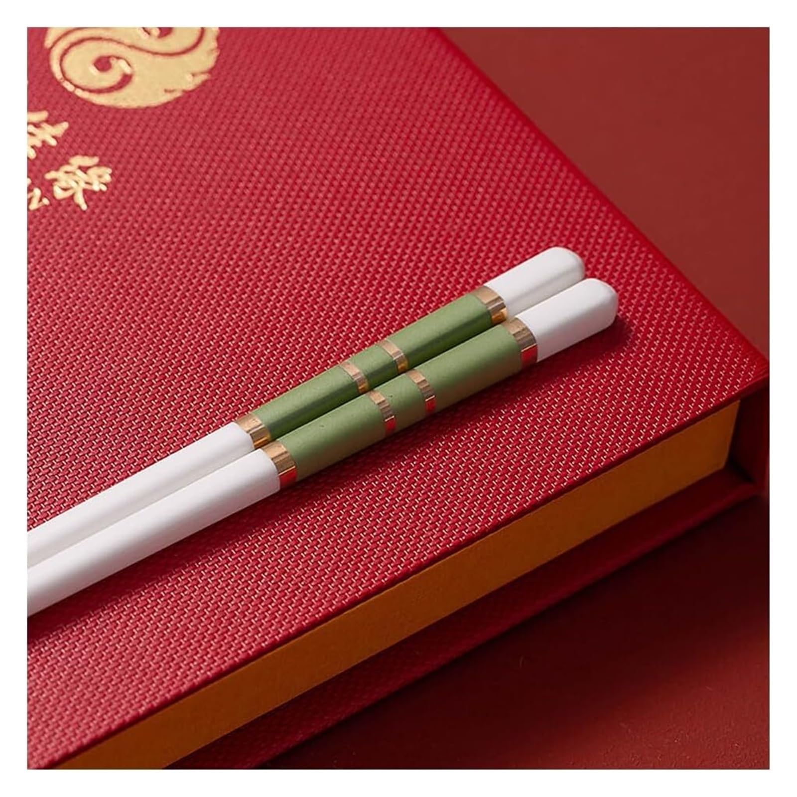 Jeu de baguettes, Coffret cadeau de 10 paires baguettes réutilisables avec étui, antidérapantes en céramique osseuse haute qualité(R)