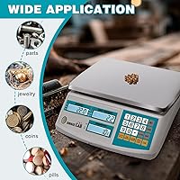 Vista 2 de Báscula de conteo industrial 30kg/66lb x 0.1g Báscula de gramo digital de alta precisión para inventario y conteo con batería, alimentación DC/AC