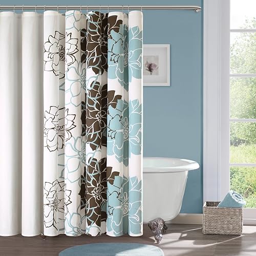 Shower Curtain Blue And Brown Amazon Com