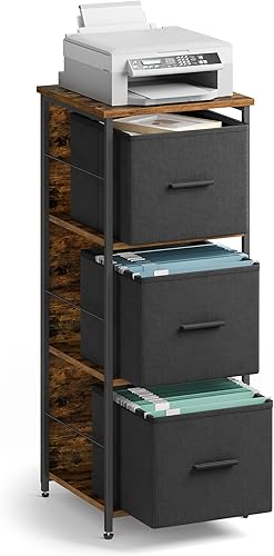 VASAGLE Archivador con 3 cajones, soporte para impresora, estante de almacenamiento en cubo, para A4, archivos tamaño carta, carpetas de archivos