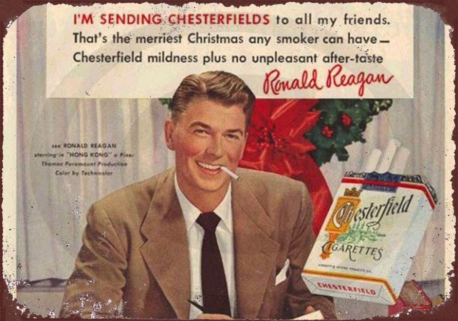 ronald reagan chesterfield cigarette poster New Tin Sign Ronald Reagan Chesterfield Cigarettes Aluminum Metal Sign 8X12  Inches: Buy Online at Best Price in UAE