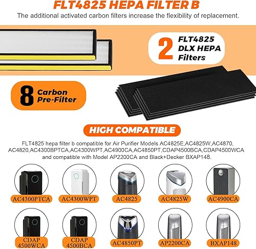 Miniatura 3 de Filtro HEPA FLT4825 B de repuesto, compatible con modelos de purificador de aire, reemplaza AC4820, AC4850, CDAP4500BAC, AC4800, AC4300 AC4900CA