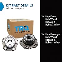 Vista 207 de TRQ Juego de 2 rodamientos de rueda trasera y conjunto de cubo con sensor ABS compatible con Ford Transit Connect 2014-2018