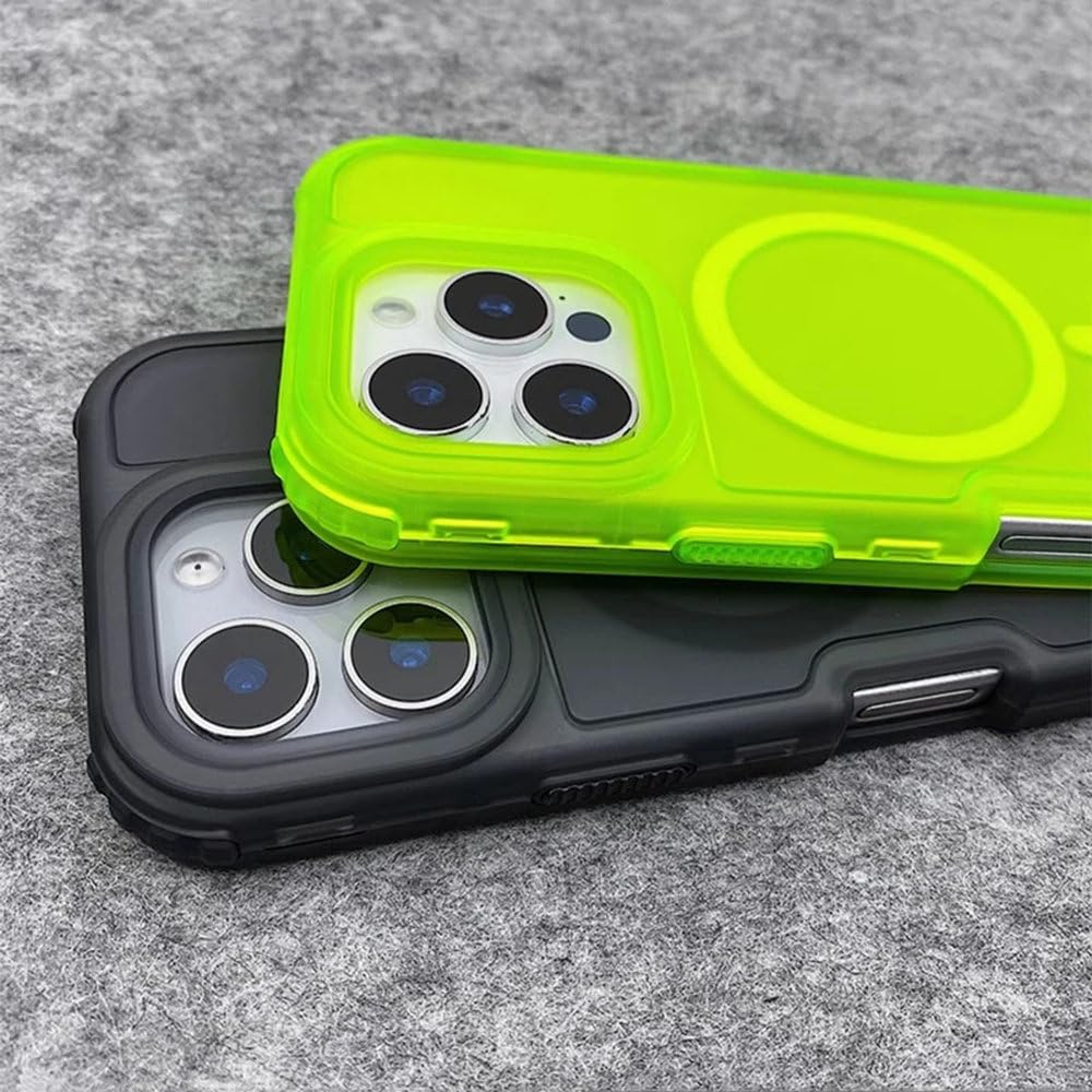 Funda 3 en 1 a Prueba de Golpes para iPhone 16 Pro MAX, 15 Pro, 14, 13 y 12, con Carcasa Trasera translúcida Simple y esmerilada con Carga inalámbrica, Color Azul, para iPhone 15