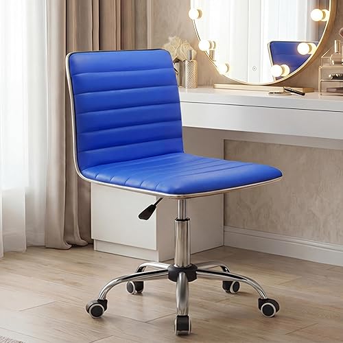 Vista 15 de Furmax Silla de Tocador de Respaldo Medio para Sala de Maquillaje, Escritorio de Computadora Giratorio de Cuero PU de Respaldo Bajo, Silla de Tarea