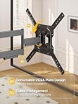 MonTEK Motion complète TV Montage pour la plupart des téléviseurs courbés plats de 23-65 pouces & Moniteurs, Tilt articulé pivotant TV Mont mural, montage mural TV Bracket Perfect Center Design Max VESA 400x400mm, jusqu'à 77lbs