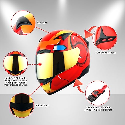 Miniatura 6 de Casco integral para moto 1Storm con diseño de calavera de refuerzo