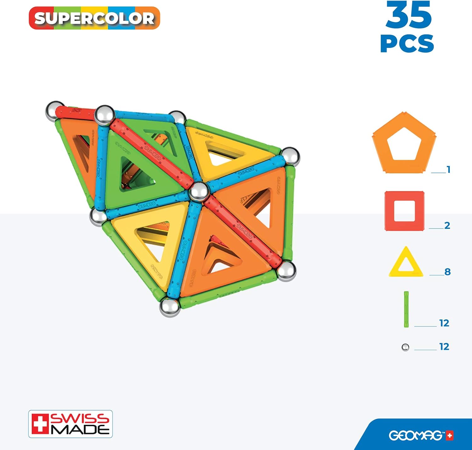 Geomag - Supercolor Magnetic Constructions for Kids Magnetic Toy, Green Collection 100% Recycled Plastic, 35 Pieces - Image 4