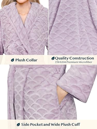 Miniatura 4 de PAVILIA Batas cortas para mujer, bata de baño suave de felpa para mujer, ligera, mullida hasta la rodilla, bata de ducha spa o casa