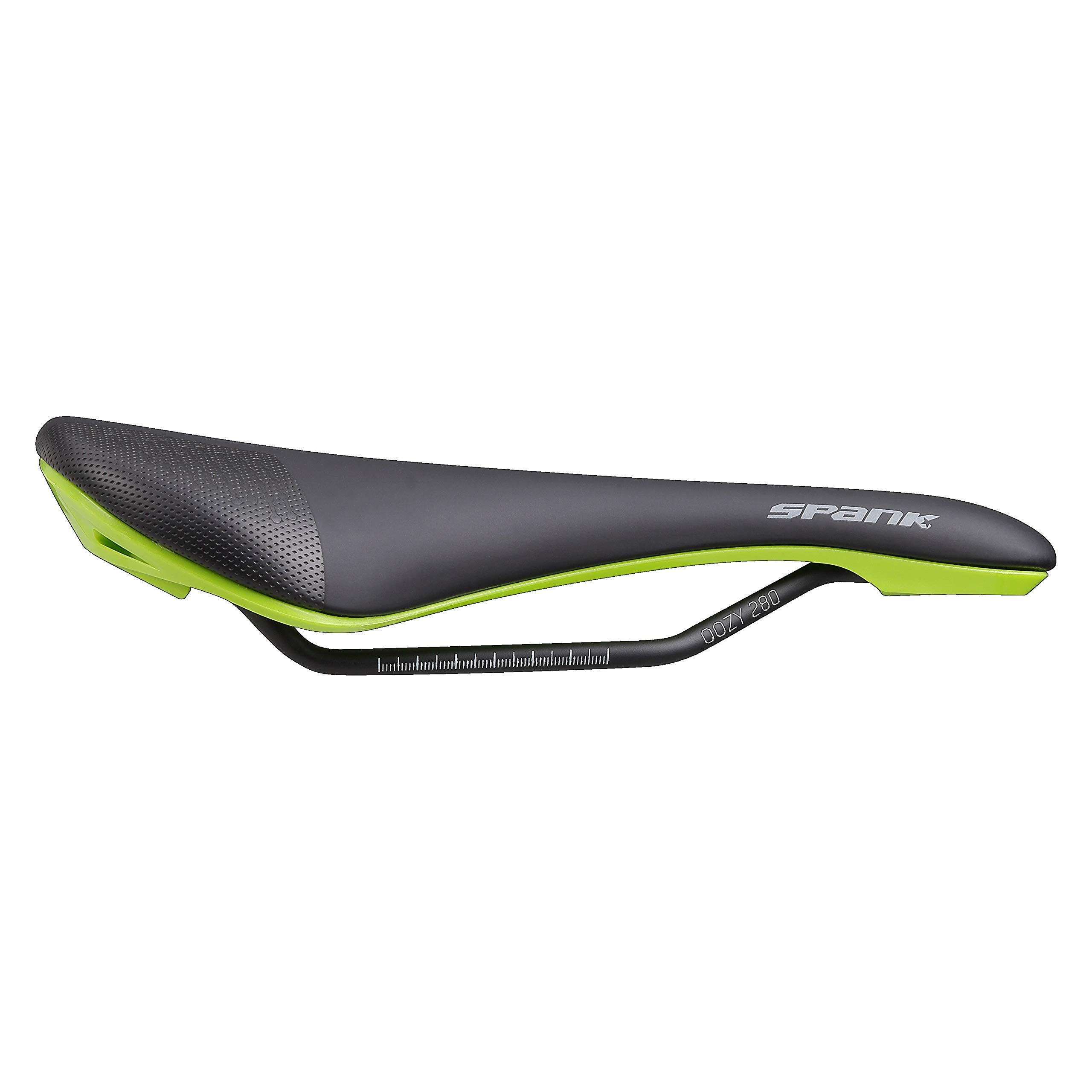 SPANK OOZY 280 Unisex Adult Mountain Bike/E-Bike/Cycle/Gravel Saddle, Black/Green, 265 mm x 144 mm