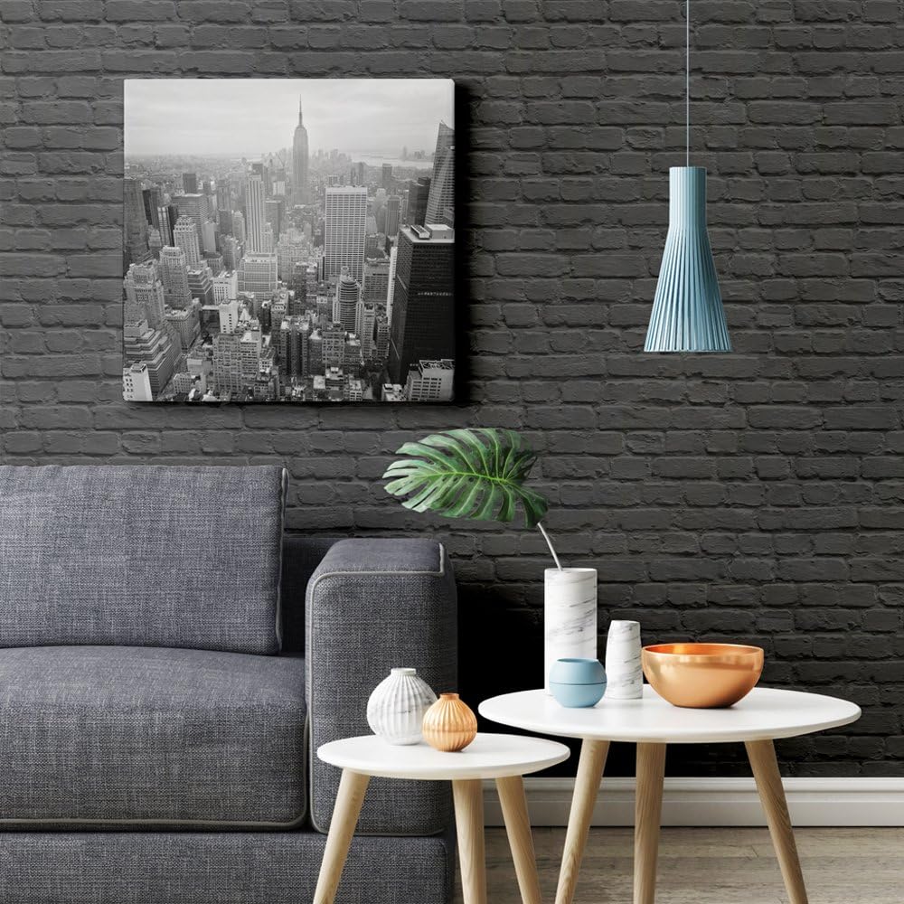 Muriva L22629 Painted Brick Wallpaper, Black, Set of 12 Pieces