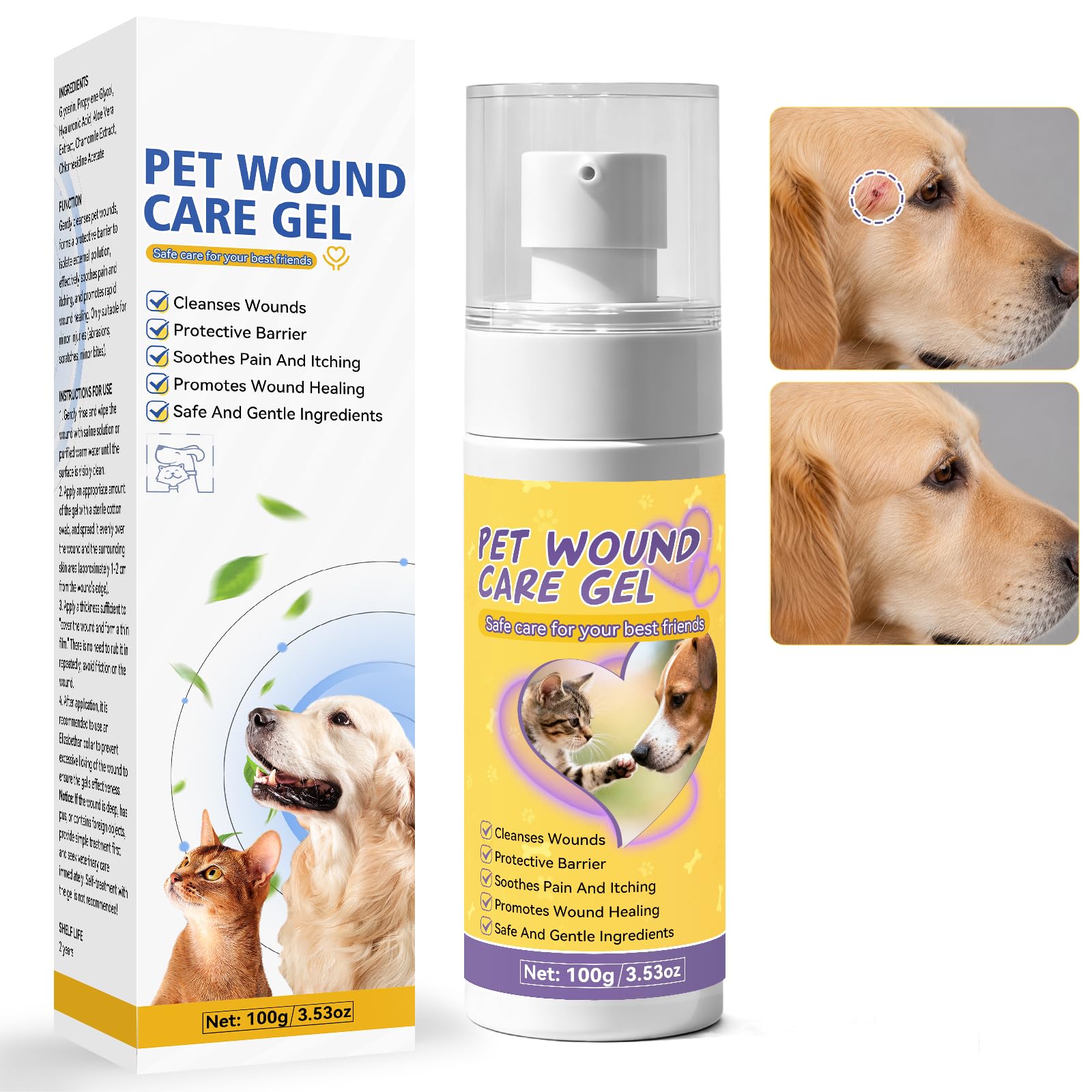 AstraVox Dog Wound Spray Gel 100ml, Wound Glue for Dogs, Cats, and Other Pets, Cat Wound Spray Gel Effectively Cares for Abrasions, Scratches, Bites and More, Pet First Aid Kit, Safe Ingredients