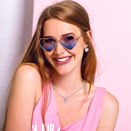 Miniatura 2 de Long tiantian Aretes de concha rosa para mujer, aretes colgantes de conchas marinas, collar, aretes de corazón rosa, juego de collar, aretes de