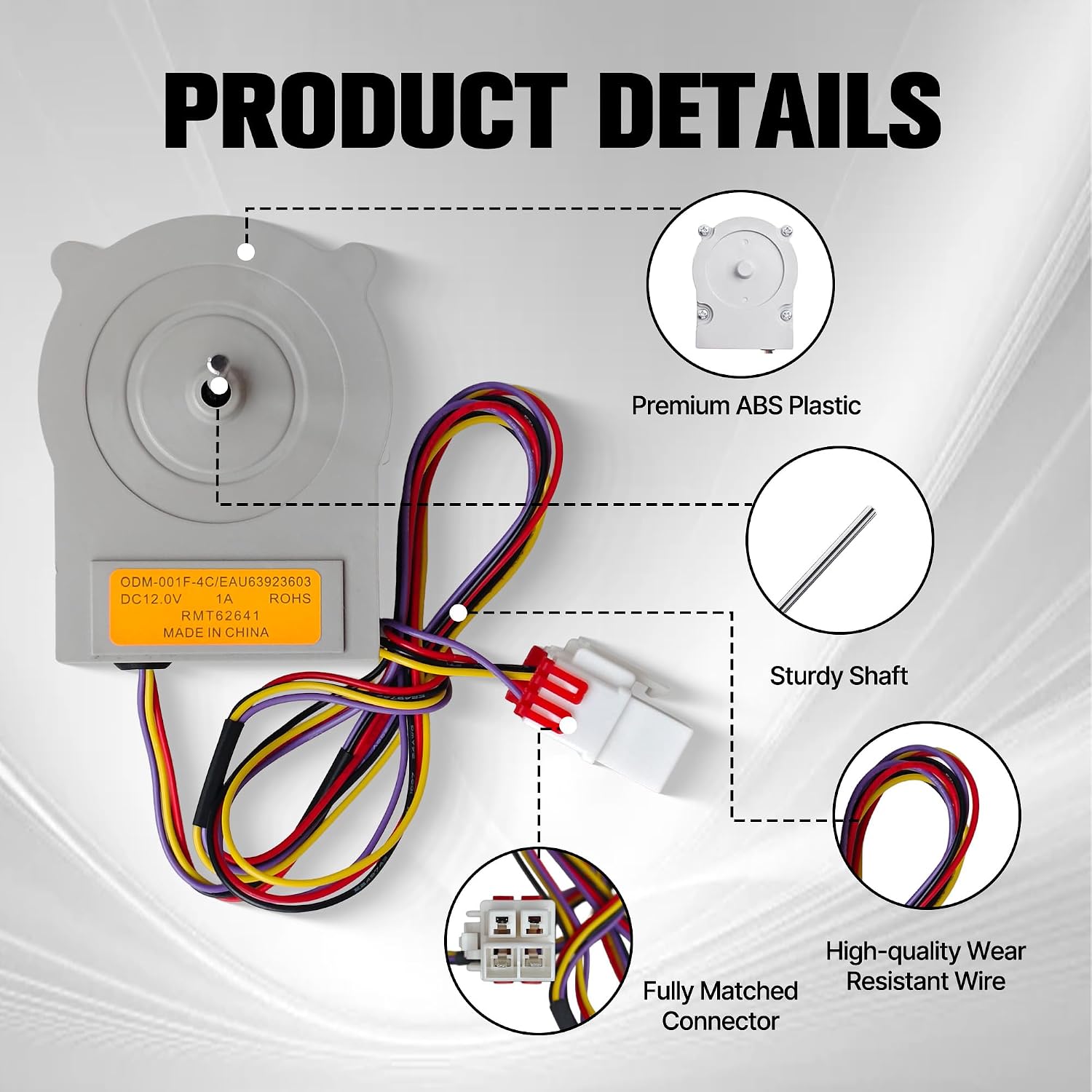 Replacement Refrigerator Evaporator Fan Motor Assembly EAU63923603, Compatible with Models EAU65058305, EAU63923606, AP6317197, PS12383671, EAP12383671, and PD00045140