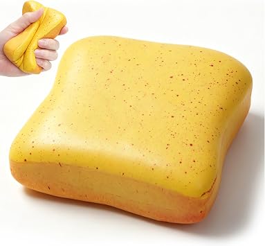 Slow Rising Squishy Bread Fidget Toys for Adults Kids Big Classic Foam Food Squeeze Toys Stress Anxiety Relief Items ADHD Autism Calming Sensory Gifts for Teens Butter Toast