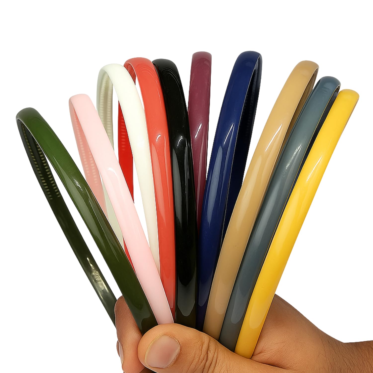 Plastic Headbands with Teeth – Pack of 12 Glossy Hair Bands for Women, Girls, Teens & Kids – 1cm Wide Durable, Lightweight, Non-Slip Hair Accessories-image-44