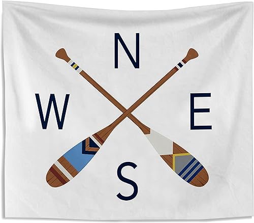 Kneibo - Tapiz de brújula para colgar en la pared, decoración de pared de brújula, decoración de casa de lago para el hogar, tapiz de pared de 50 x
