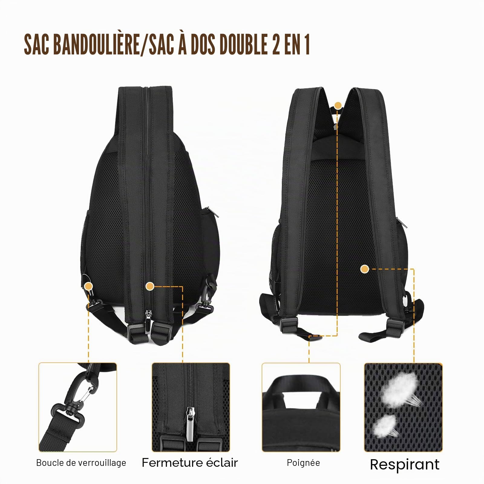 BAIGIO Sac à Dos pour Appareil Photo Sac à Dos Photo Sac à Bandoulière Hydrofuge Compatible avec Les Appareils Photo Reflex 1 DSLR SLR 3 Objectifs Sony Canon Nikon