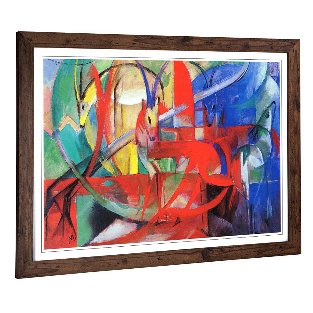 Big Box Art Framed Print of Franz Marc Gazelle Design | Wall Art Picture | Home Decor for Kitchen, Living, Dining Room, Lounge, Bedroom, Hallway, Office, Walnut, A2 / 24.5x18 Inch / 62x45cm