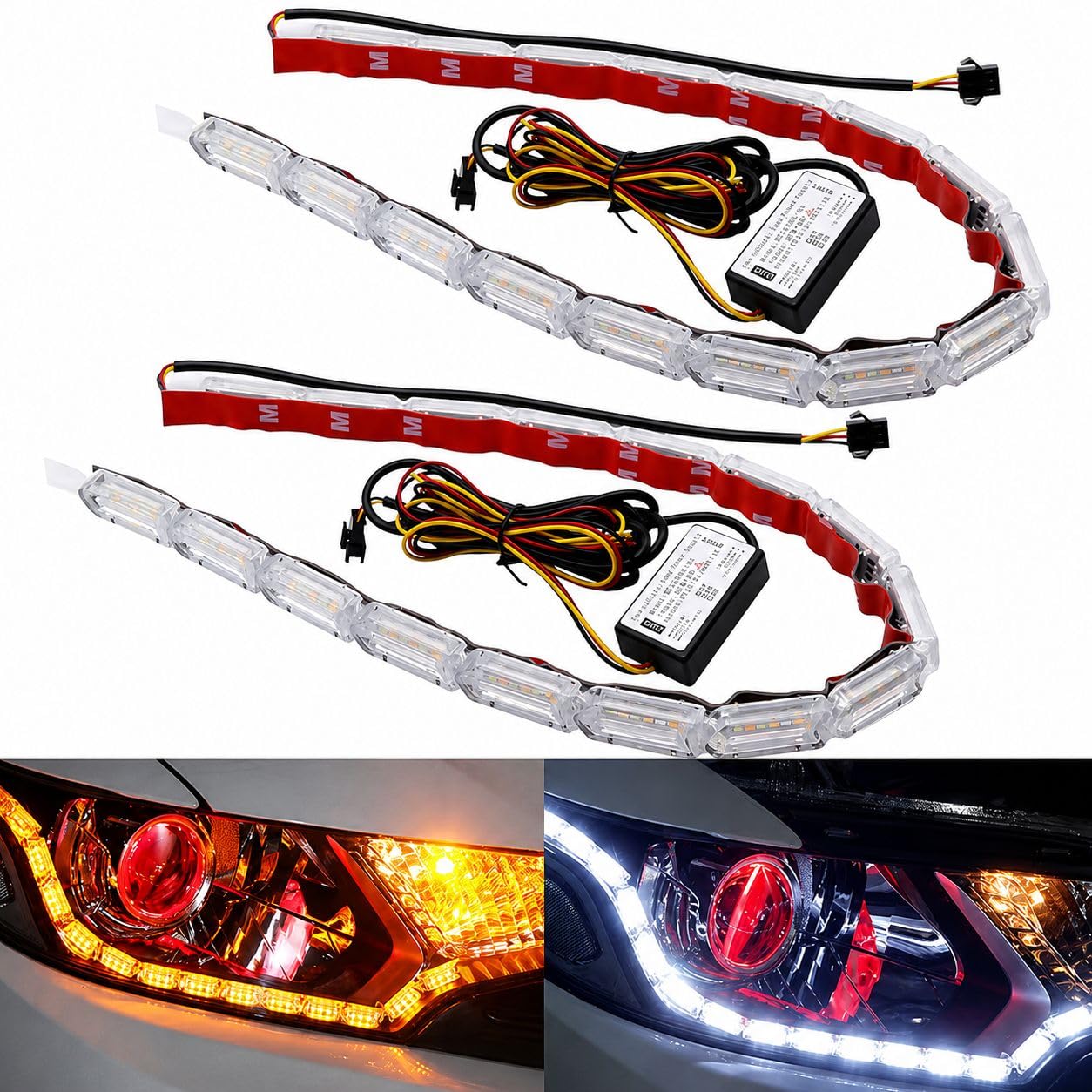 WHITE YELLOW UNIVERSAL CRYSTAL DRL 2X16 LED LIGHT AUDI ATTRACTIVE HEADLIGHTS DRL DAYTIME RUNNING LIGHT TURN SIGNAL WITH MOVING HEADLIGHTS INDICATOR FOR Car-picture-18