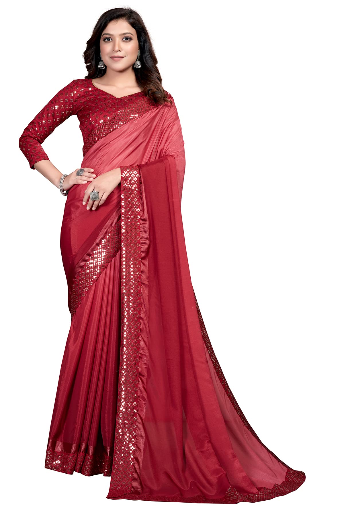 Pratham BlueWomen's Silk Saree With Blouse Piece