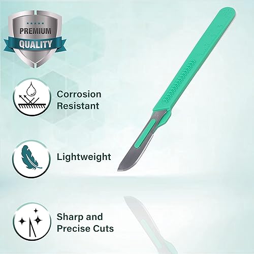 Miniatura 6 de Bisturí facial estéril desechable #21, herramienta de depilación y dermaplaning, cuchillas de acero al carbono de precisión con mango de plástico,