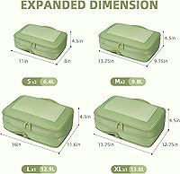 Vista 10 de BAGAIL 4 juegos/6 juegos/8 cubos de compresión para embalaje, accesorios de viaje, organizadores de embalaje expandibles (malla cuadrada, 06-beige)