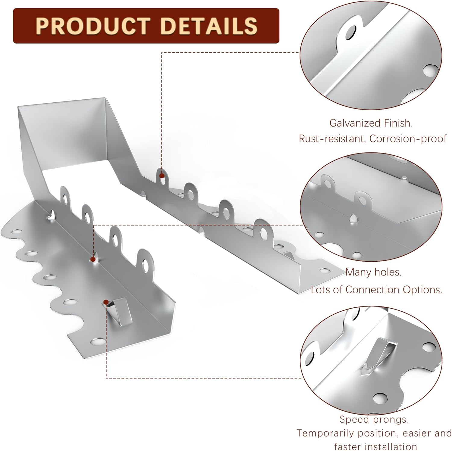 25 Pack 2x8 Joist Hangers with Screws, Galvanized Face Mount Rafter Brackets for Wood, Hurricane Ties for Rafters and Deck Connectors for Floor Shed Barn Coop Porch Truss Deck and Ceiling Joists