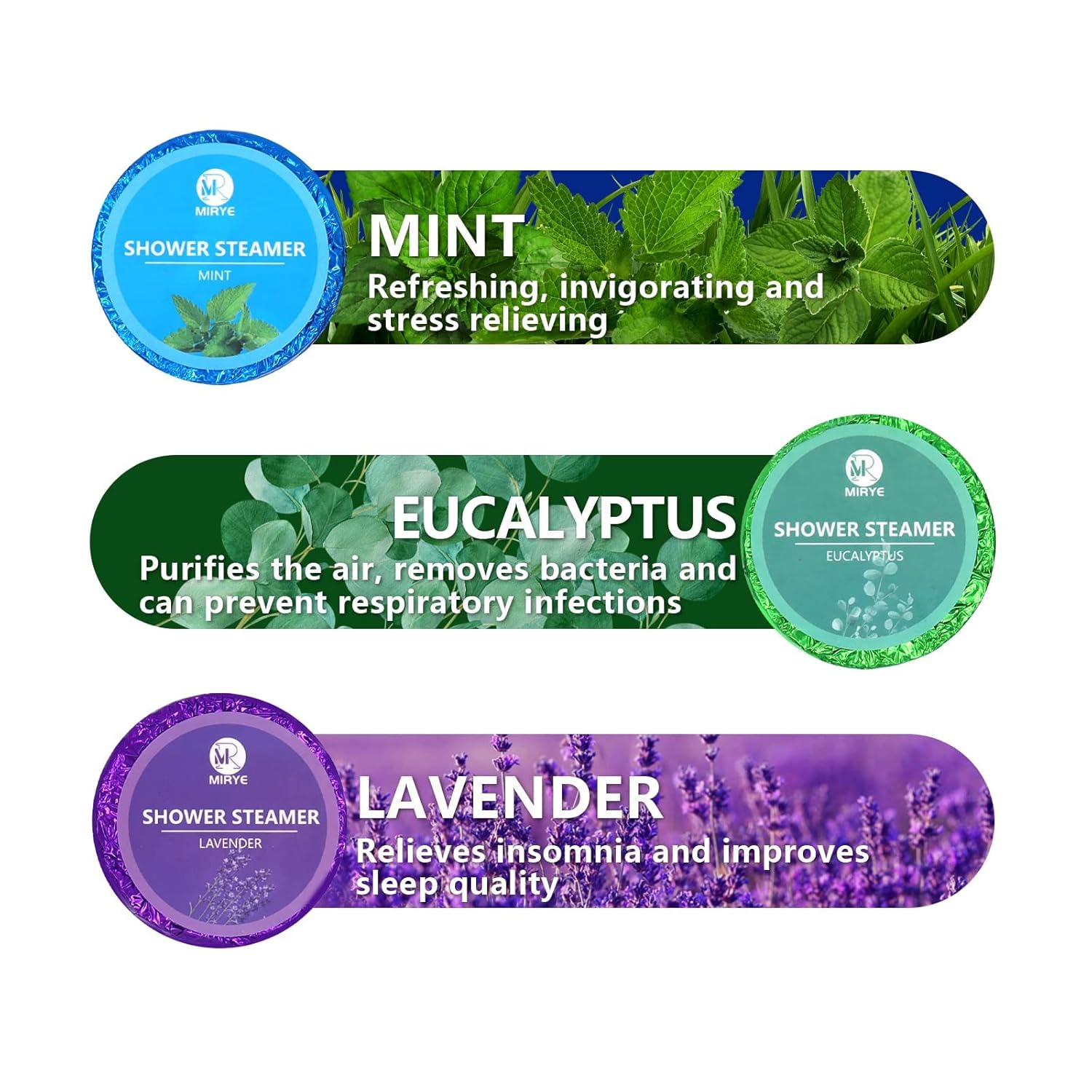 Shower Steamers Aromatherapy Gifts for Women, 18-Pack Organic Eucalyptus Lavender Mint Essential Oil Shower Bombs, Self Care Stress Relief Birthday or Christmas Stocking Stuffers Gifts for Her/Him - Image 3