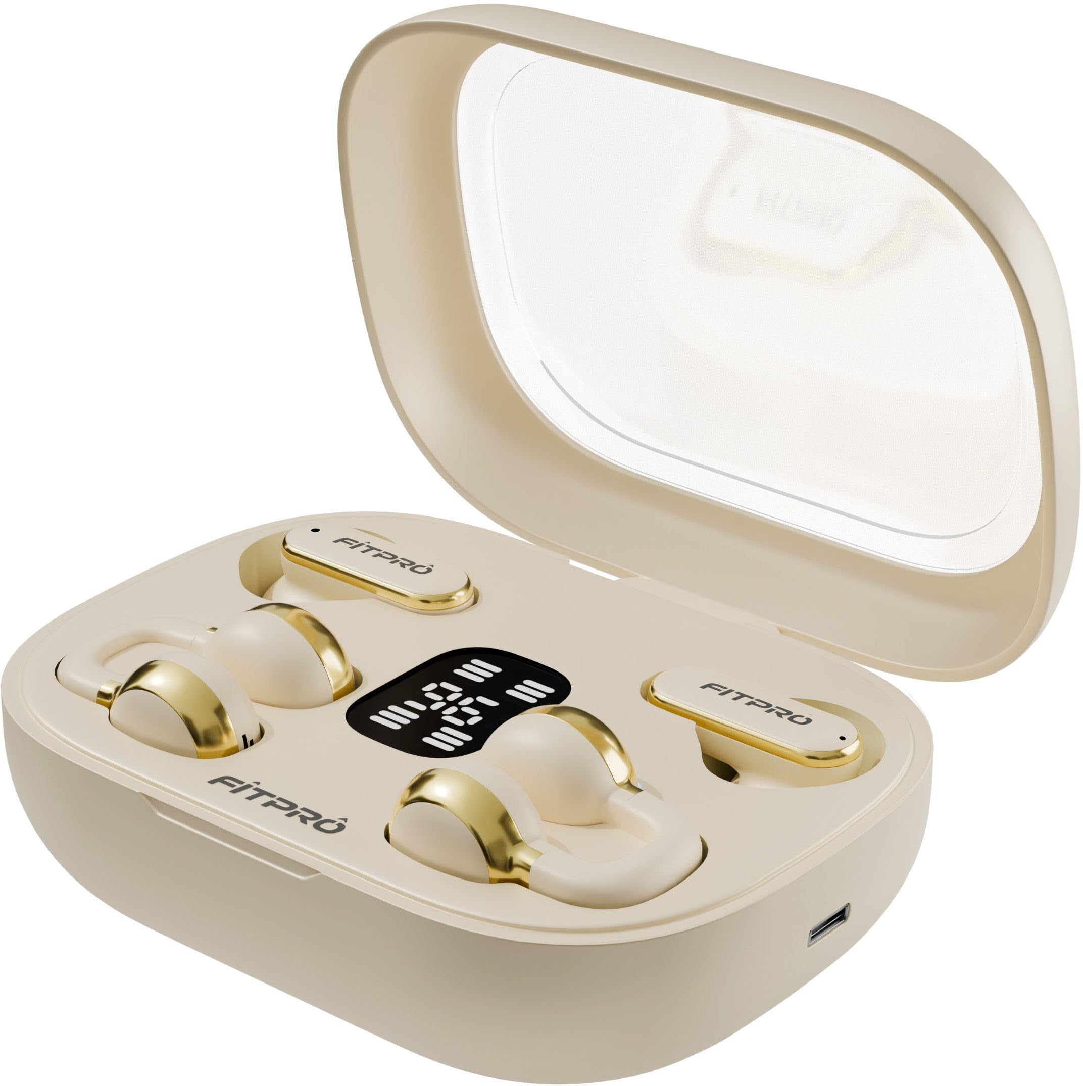 fitpro q10 tws wireless earbuds | twin-couple headphones | bluetooth 5.4 bluetooth (beige, true wireless)