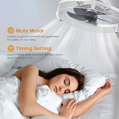Miniatura 3 de Low Profile Ceiling Fan with Lights 15.7'' Flush Mount Ceiling Fan with Remote, Dimmable LED 3 Color 6 Speeds Reversible Smart Modern Bladeless