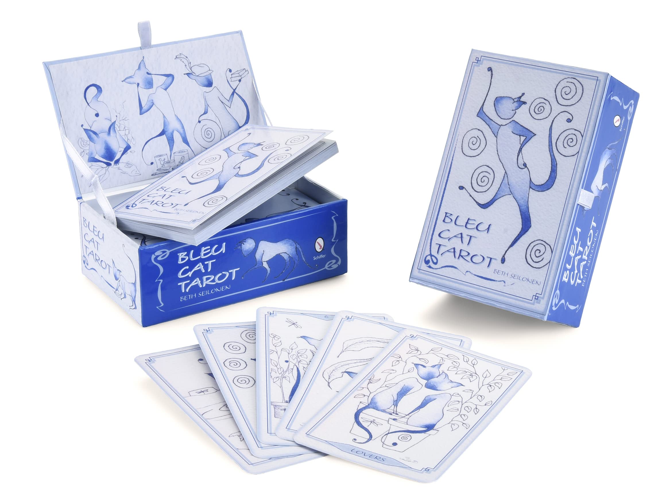 Schiffer Verlag Blaue Katzen Tarotkarten Deck Handbuch