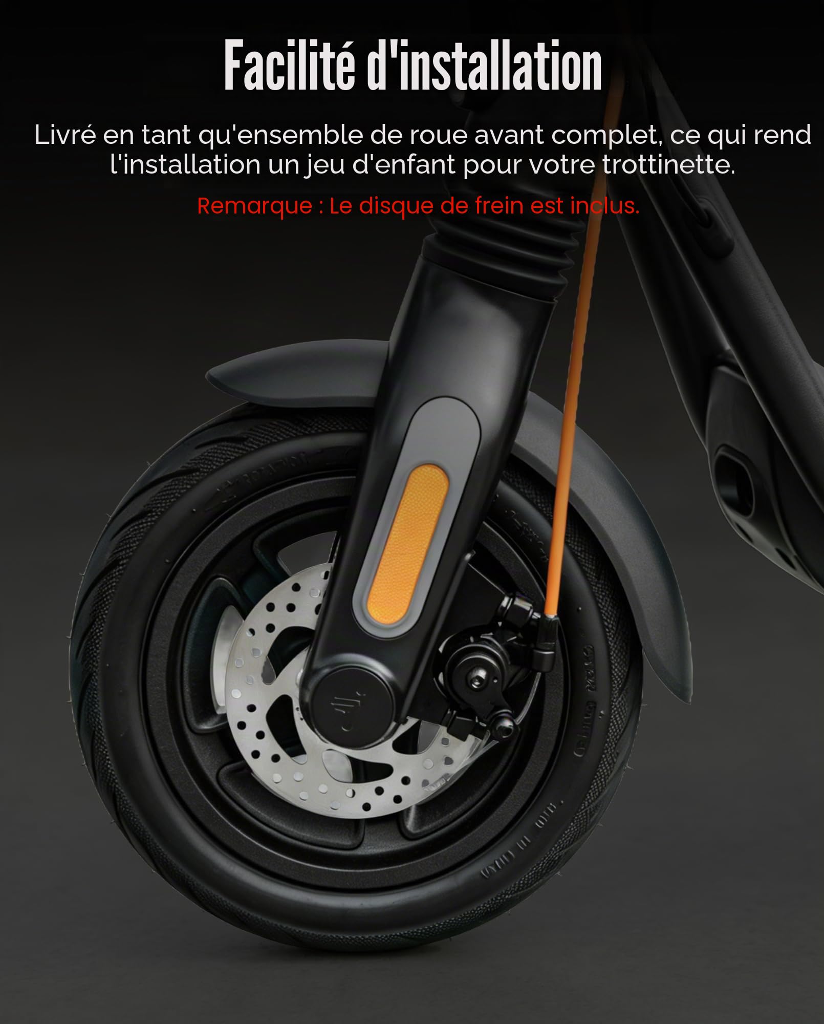 Assemblage de roues avant 10 x 2.5 compatible avec Segway Ninebot F2 Plus et Pro