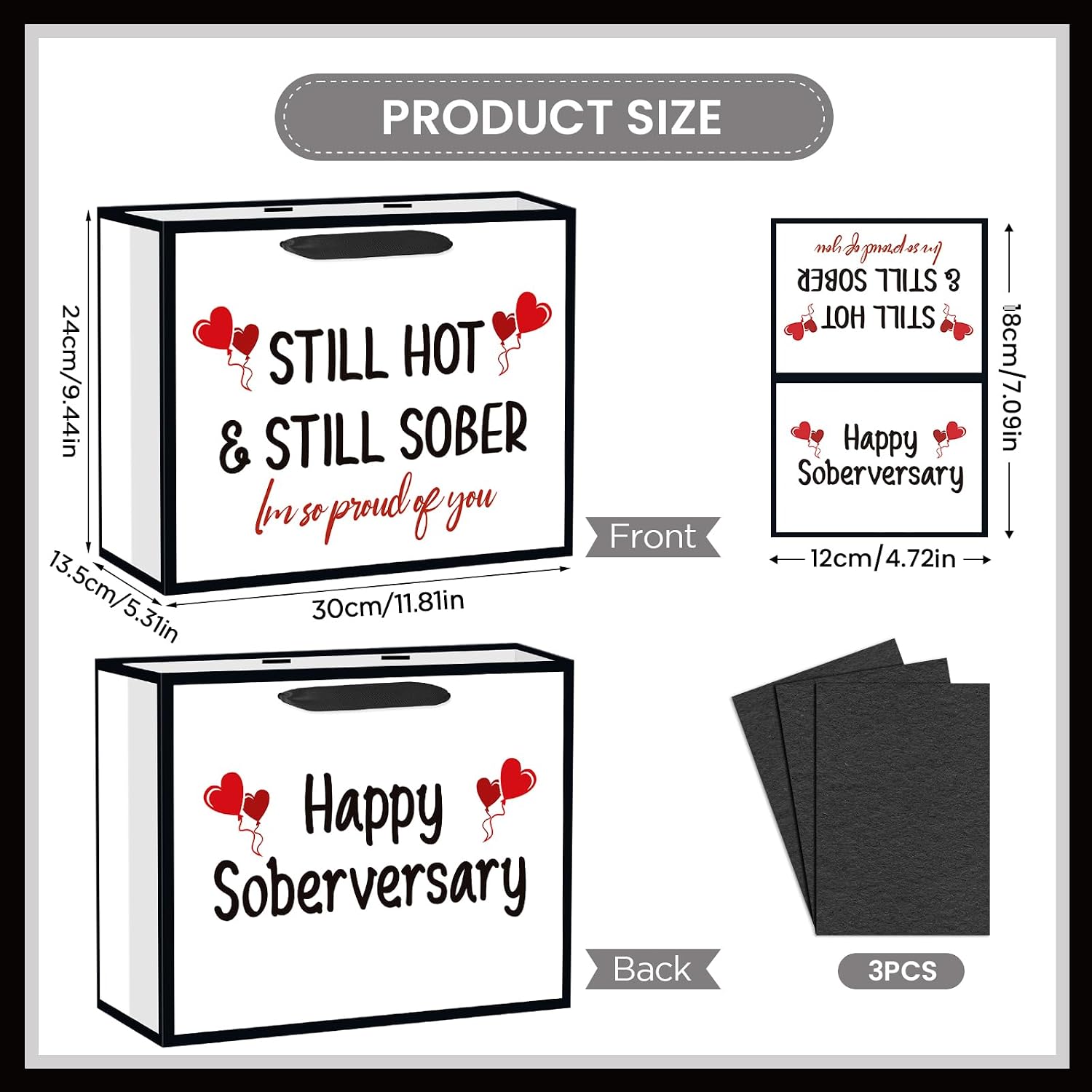 Hkshaoda Still Hot and Still Sober Gift Bag for Women Men Sobriety Theme Wrapping Bag with Tissue Paper Card Black White Soberversary Favor Bag Sober Warriors Addiction Recovery Birthday Anniversary image 2