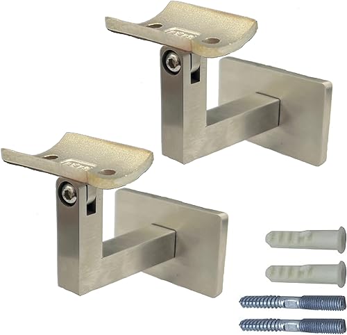 Miniatura 5 de Soportes de barandilla para barandillas ajustables de escalera con tornillos, adecuados para tubos redondos de 2 pulgadas (2.000 in) de diámetro