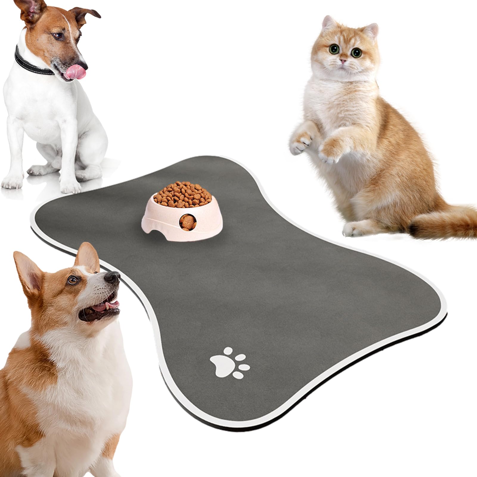 Tapis d'alimentation en silicone imperméable pour chien et chat, tapis antidérapant pour gamelle, pour chiens, chats et autres (40 x 60 cm)