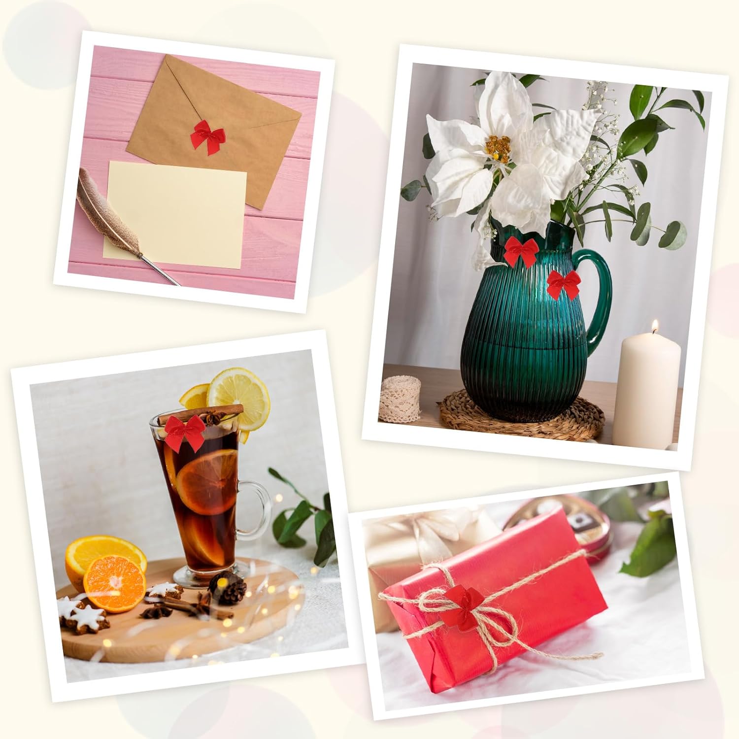 Mini Bows, 100 Pcs 1 Inch Small Red Bows Satin Ribbon Bows Tiny Premade Bows for DIY Sewing Crafts Gift Wrapping Basket Wedding Birthday Christmas Party Scrapbooking Decorations - Image 7