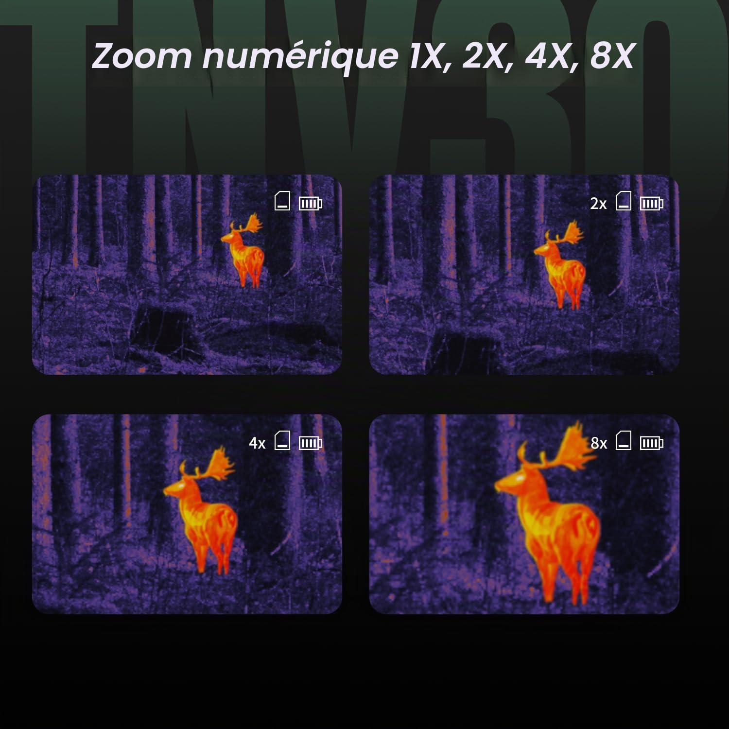 MiLESEEY TNV30 Monoculaire d'imagerie Thermique, 25 mm, 384 x 288 (50 Hz) ; monoculaire de Vision Nocturne Thermique pour la Chasse, écran OLED avec Zoom numérique 8X