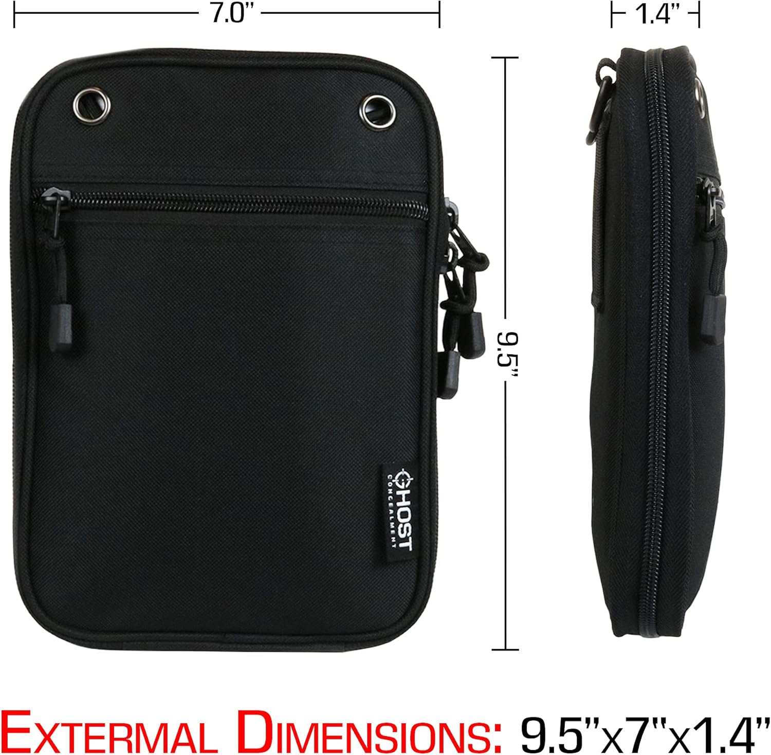 Ghost Concealment Concealed Pistol Pouch Fanny Pack Gun Holster with Shoulder Strap and Belt Loops Gun Holders with Zipper Pockets & Custom Carry Options Black Pistol Holster - Image 2