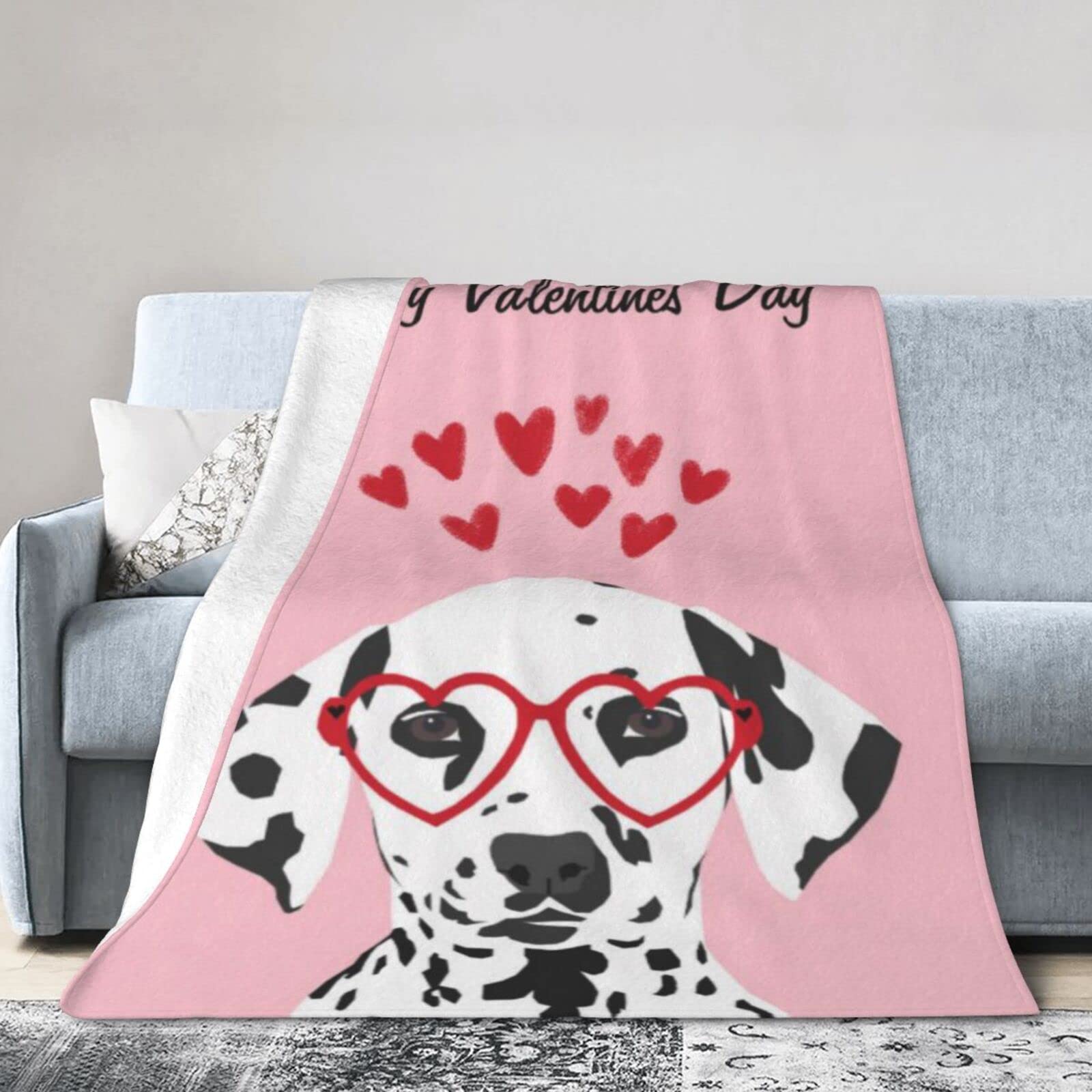 Lsjuee Flannel Fleece Blanket 40"X30" Happy Valentines Day Couple Lovers Sofa Throw Blanket Lightweight Ultra-Soft Travel Spring Blankets for Couple Keep Warm