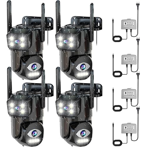 LETSCEE Dual Lens WiFi Security Camera Outdoor,5G/2.4G PTZ Outdoor Auto Tracking,HOM Security Surveillance System Camera,WiFi,Night Vision,7/24 Recording