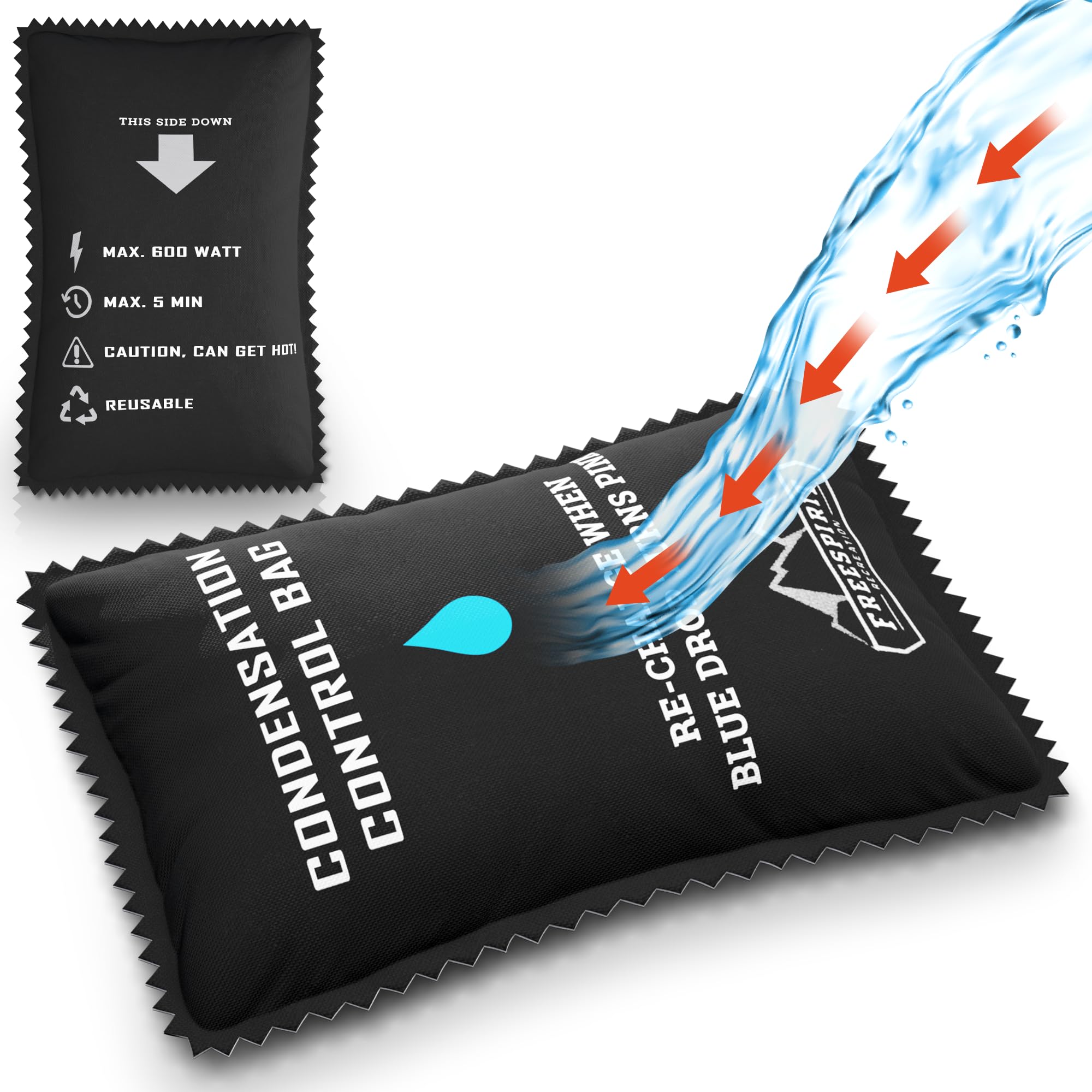 Freespirit Recreation Portable Dehumidifier Bag - Reusable Desiccant Dehumidifier Silicone w/Color Indicator - Closet Odor Absorber and Eliminator, Rechargeable Desiccant Packs for Storage Car, 10