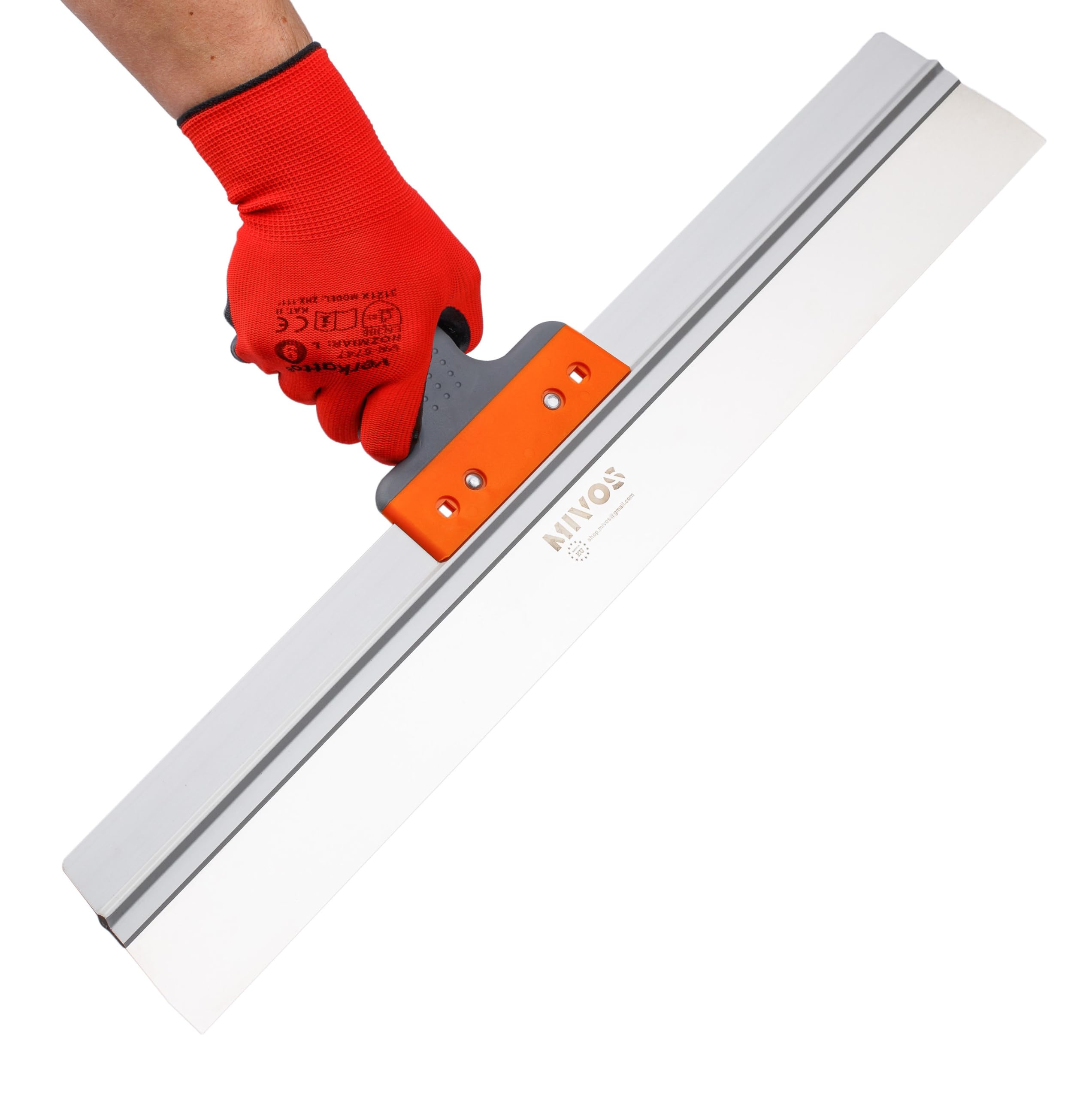 Mivos Couteau à Enduire de Façade Professionnel avec Lame Large en INOX 600 x 60 mm - Couteau à Mastic pour Lisser les Grandes Surfaces - Spatule de Façade avec Soft Poignée - Made in EU