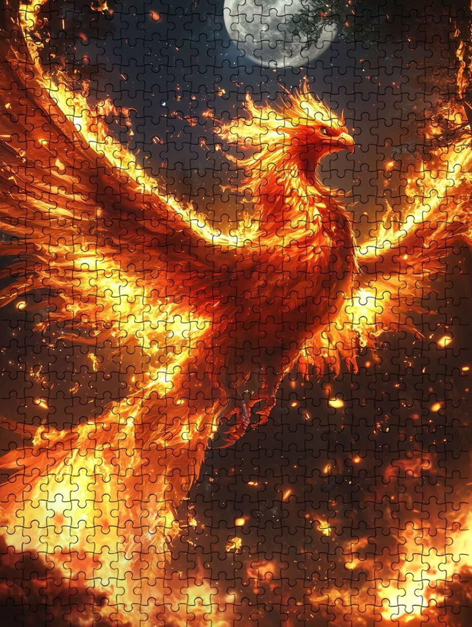 Puzzle 5000 sztuk, Ogień Feniks 3D Puzzle dla dorosłych wymagające, artystyczne puzzle edukacyjne, zabawne i stymulujące dekoracyjne puzzle dla rodziny, prezent i dekoracja ścian DX0YL6-461