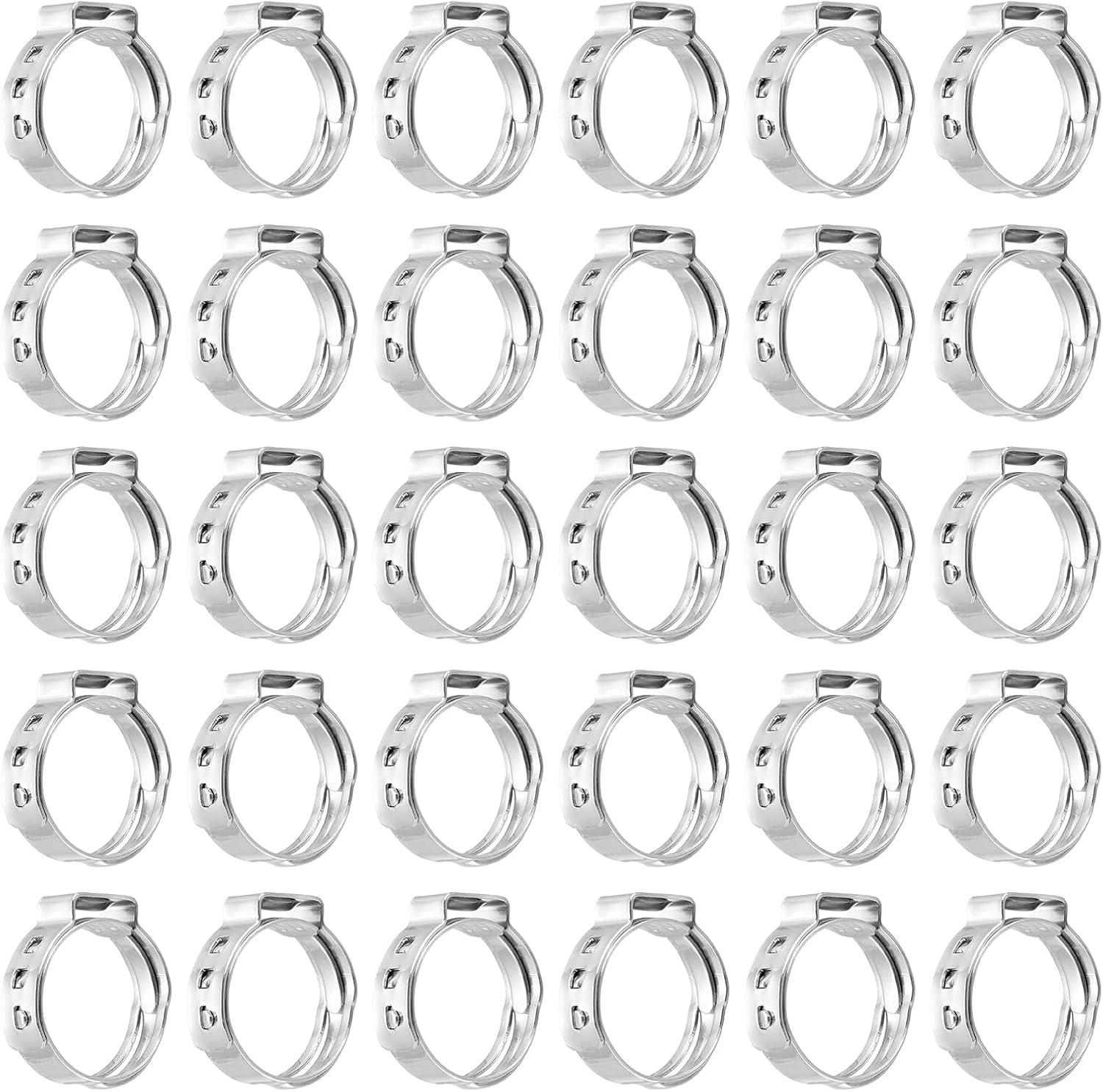 MECCANIXITY 40Pcs 14.8-16.8mm Single Ear Hose Clamps 304 Stainless Steel Polished Stepless Hose Clamp for Automobile Pipe Connections Home Appliance Wiring and Pipes, Silver