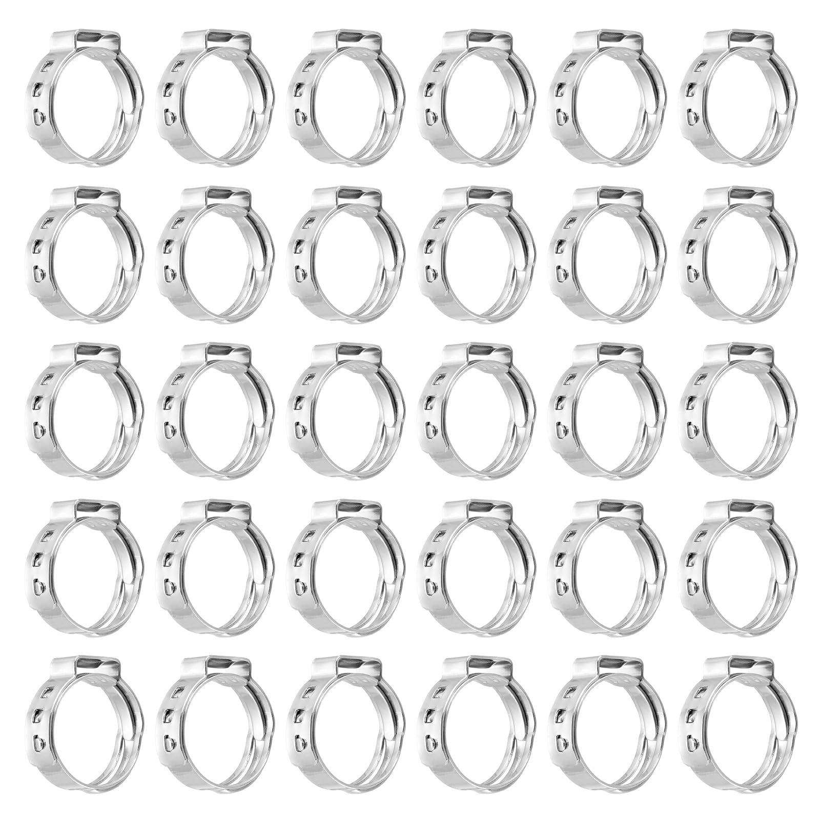 sourcing map 40Pcs 16.8-19.2mm Single Ear Hose Clamps 304 Stainless Steel Polished Stepless Hose Clamp for Automobile Pipe Connections Home Appliance Wiring and Pipes, Silver