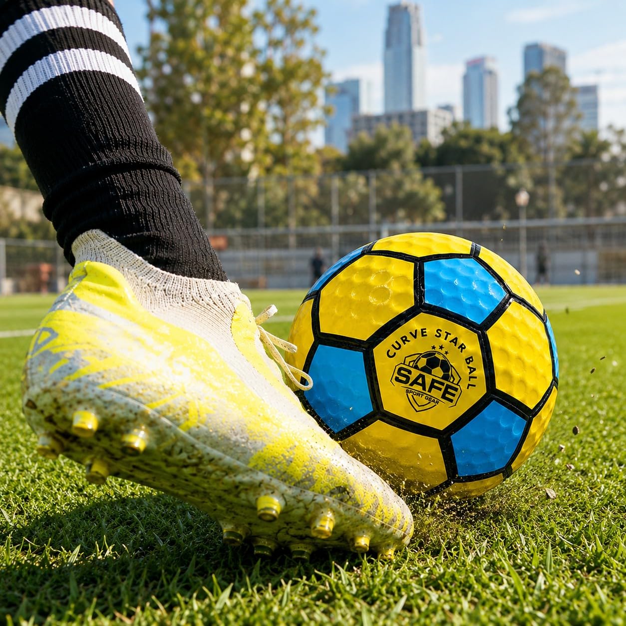 Safe Sport Gear Curve Star Football - Curve Your Shots Like a Pro dzięki temu zabawnemu prezentowi piłkarskiemu dla dzieci - niesamowita lekka piłka nożna rozmiar 5 dla dzieci