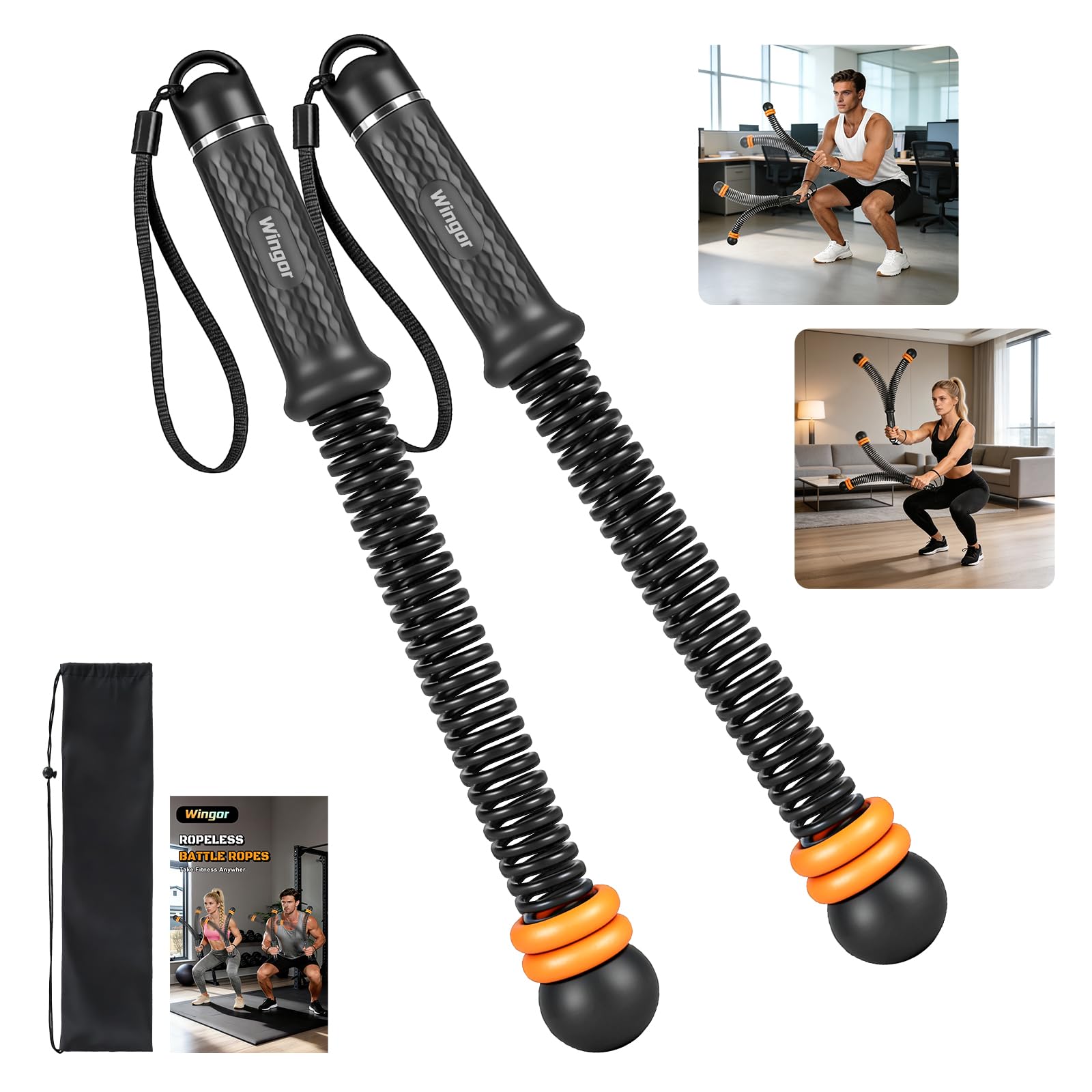 Cordless Battle Ropes, Adjustable Ropeless Battle Ropes for Home Gym