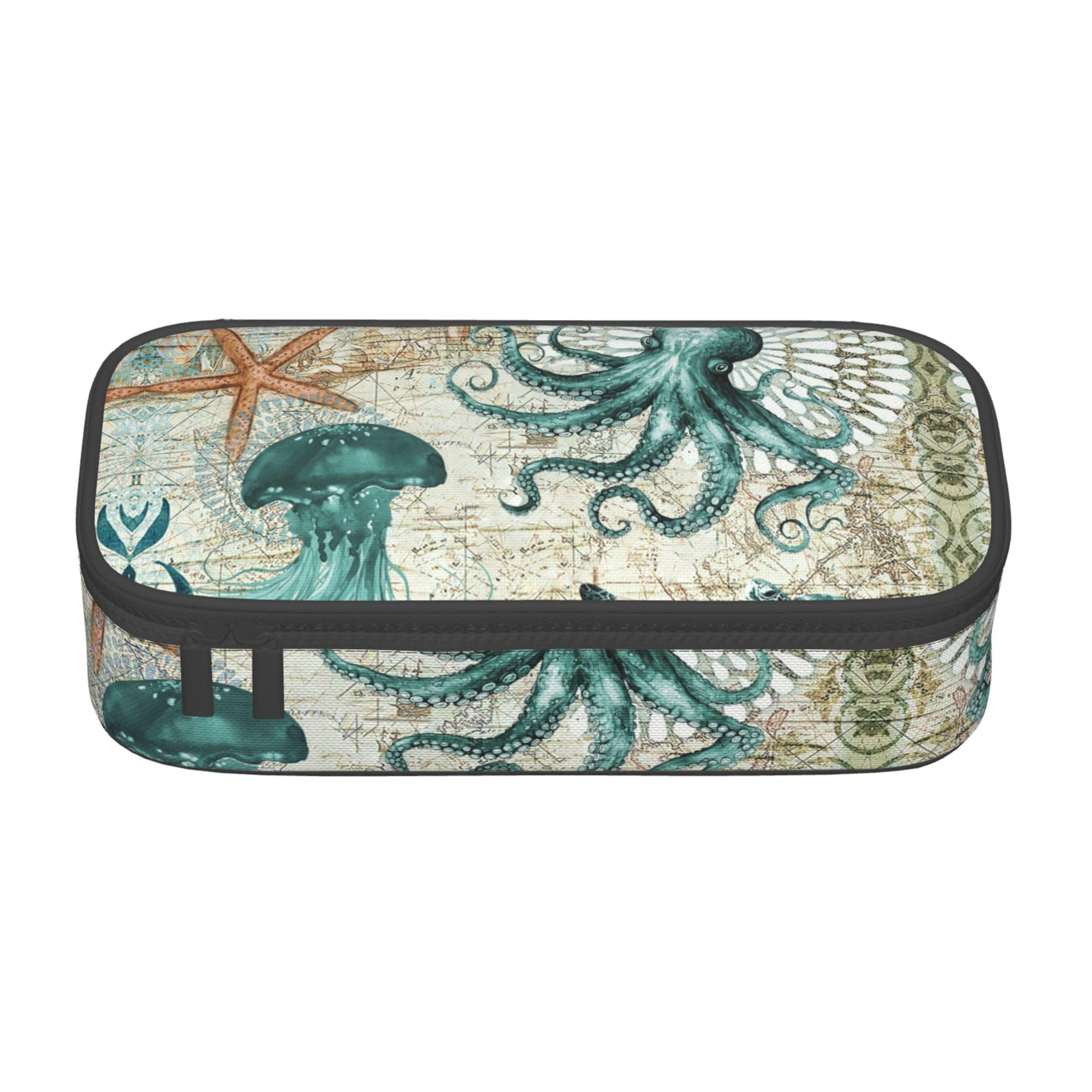 Abaysto Retro Ocean Pencil Case Large Capacity Pencil Pouch Pen Bag Cosmetic Portable Gift for Office School Teen Girl Boy Men Women Adult — image 1