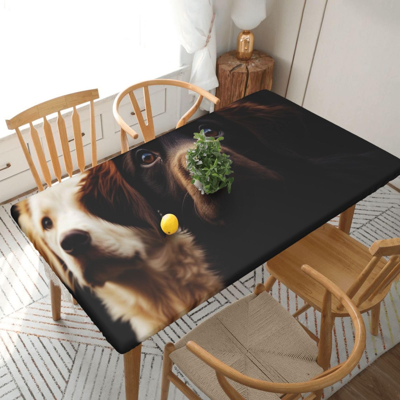 WPKJU Puppies Dog Printed Tablecloths 5ft Rectangular Table Covers Washable Polyester Decorative Table Cloth for Dining Table Picnic Wedding